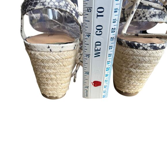 Torrid Ankle Wrap Sandals Wedge 8.5 Wide Neutral Tan Snake Print Strappy Jute - Picture 7 of 9